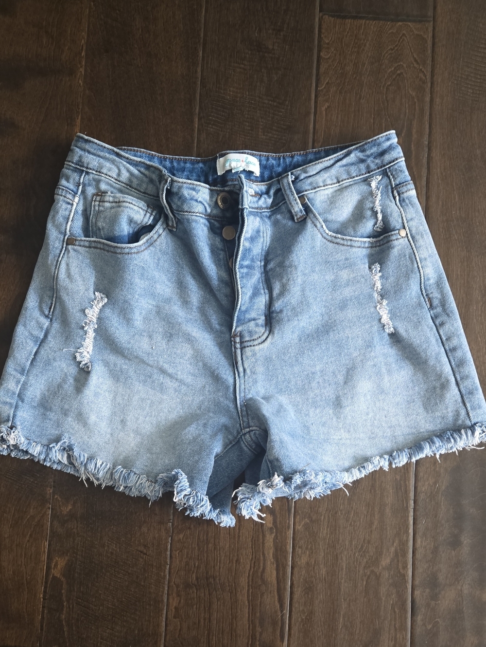 Grace & Lace Mid Wash Relaxed Girlfriend Shorts